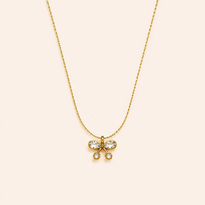 Diamond Bow Pendant Necklace