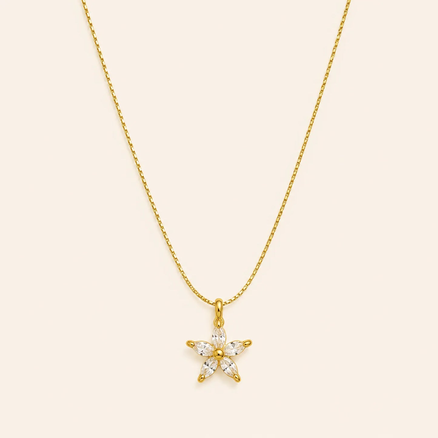 Diamond Star Pendant Necklace | 18K Gold Plated