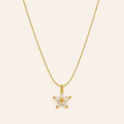 Diamond Star Pendant Necklace | 18K Gold Plated