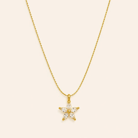 Diamond Star Pendant Necklace | 18K Gold Plated