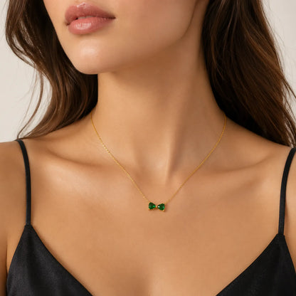 Minimal Emerald Bow Necklace