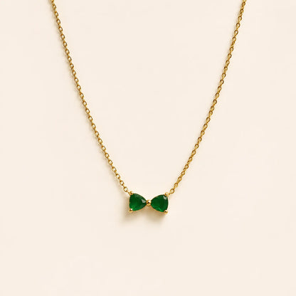 Minimal Emerald Bow Necklace