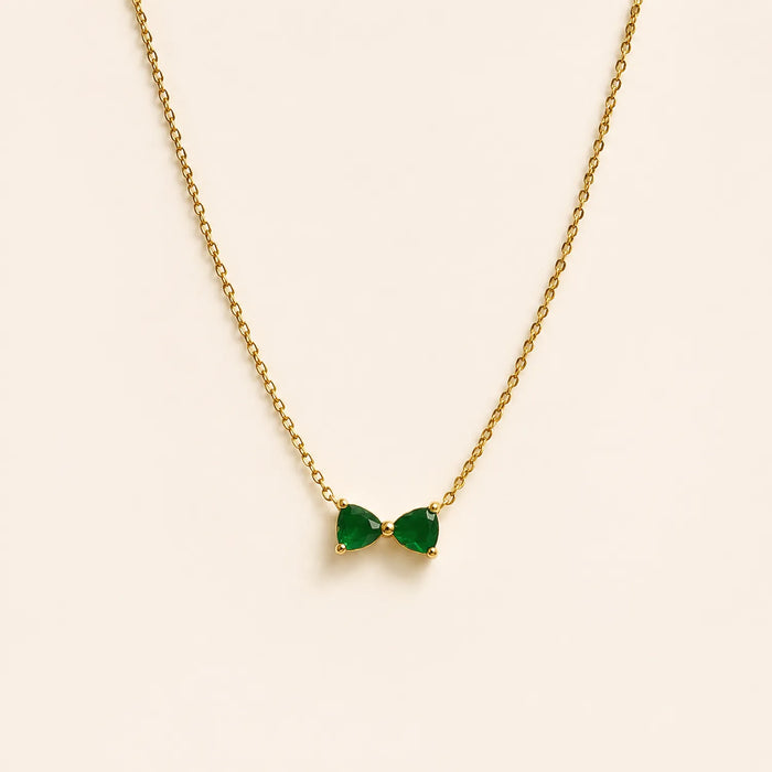 Minimal Emerald Bow Necklace