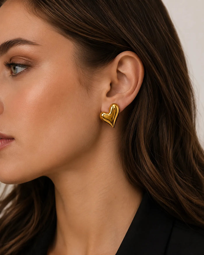 Puffy Heart Stud Earrings
