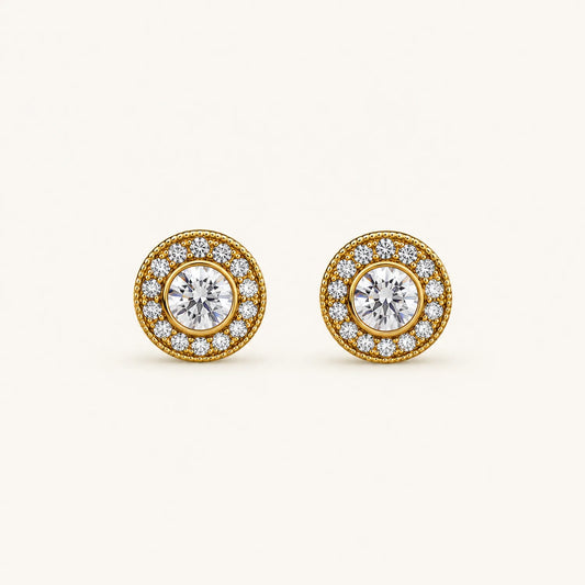 Diamond Halo Stud Earrings