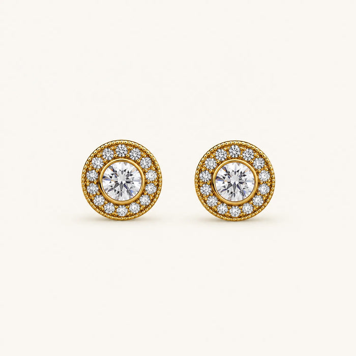 Diamond Halo Stud Earrings