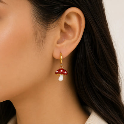 Mushroom Hoop Earrings