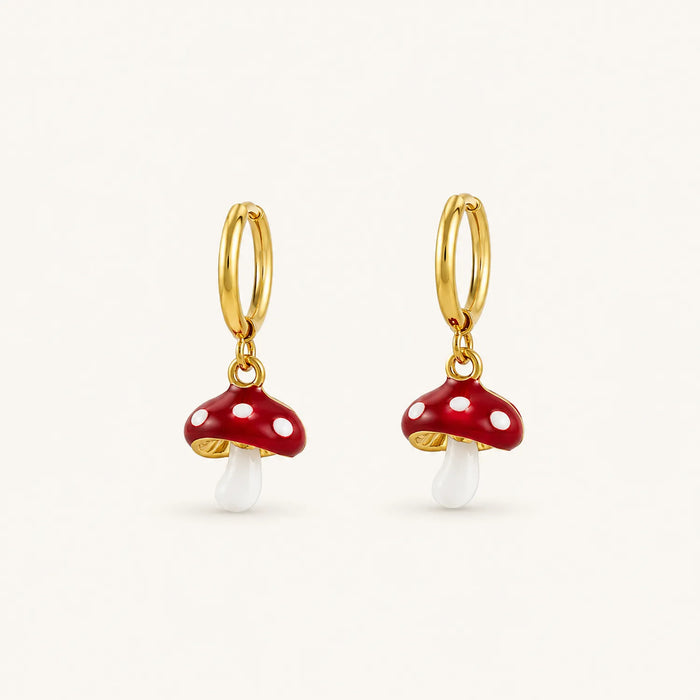 Mushroom Hoop Earrings