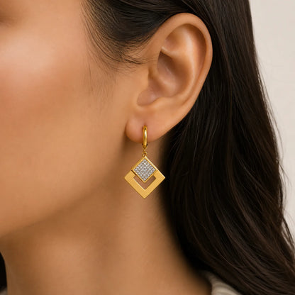 Zircon Square Drop Earrings