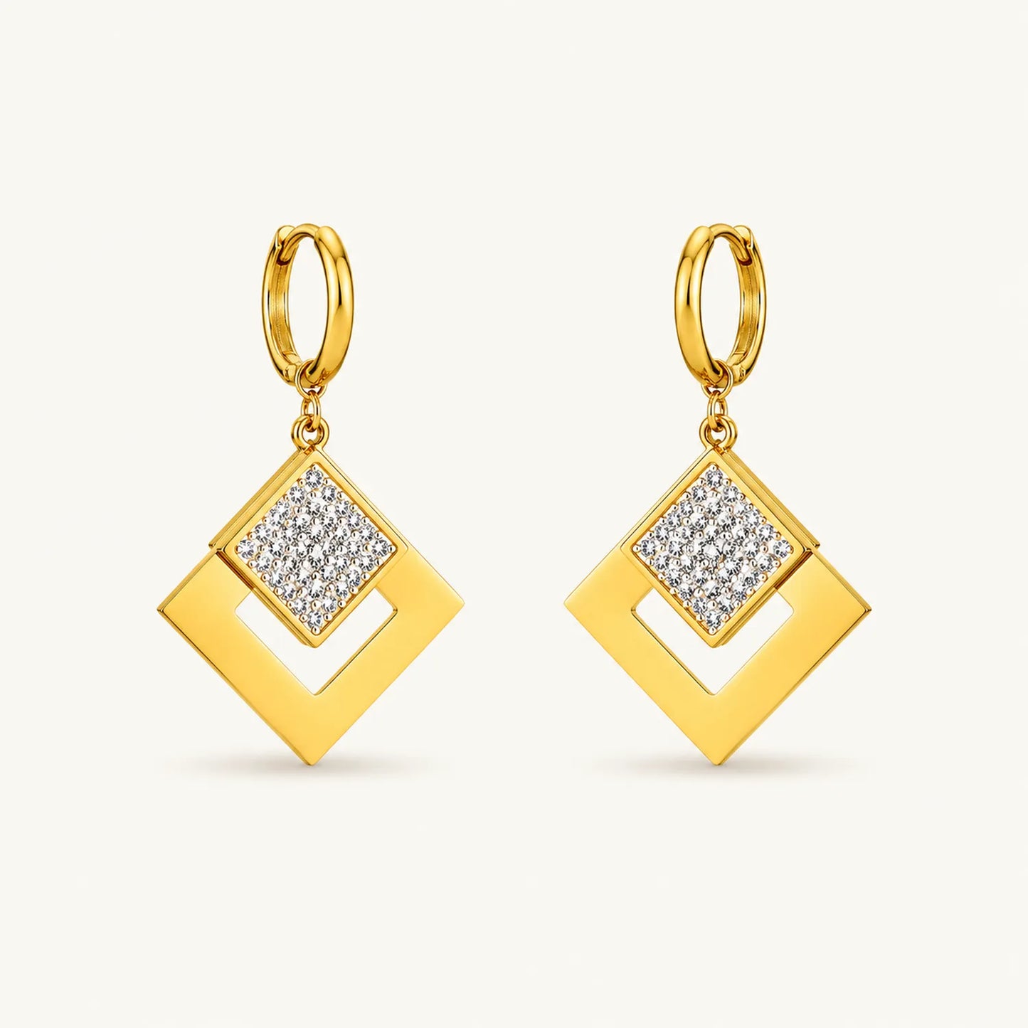 Zircon Square Drop Earrings