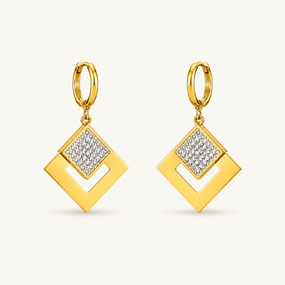Zircon Square Drop Earrings