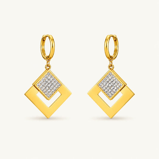 Zircon Square Drop Earrings