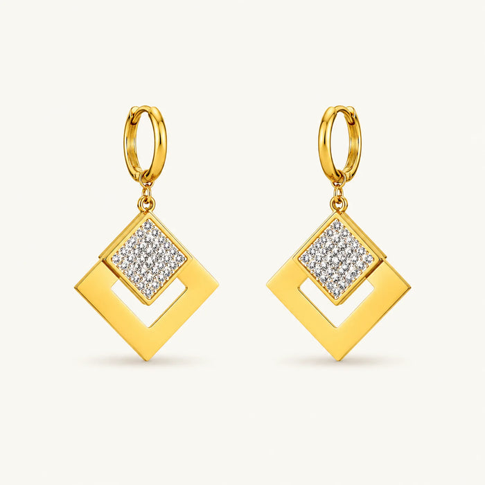 Zircon Square Drop Earrings