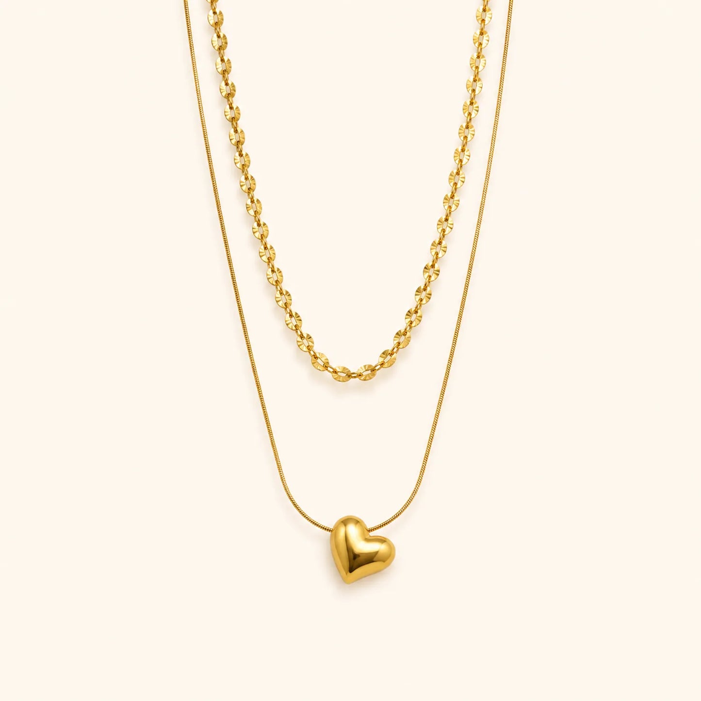 Puffy Heart Double Layered Necklace