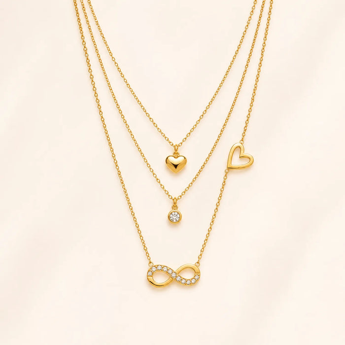 Infinity Heart Triple Layered Necklace