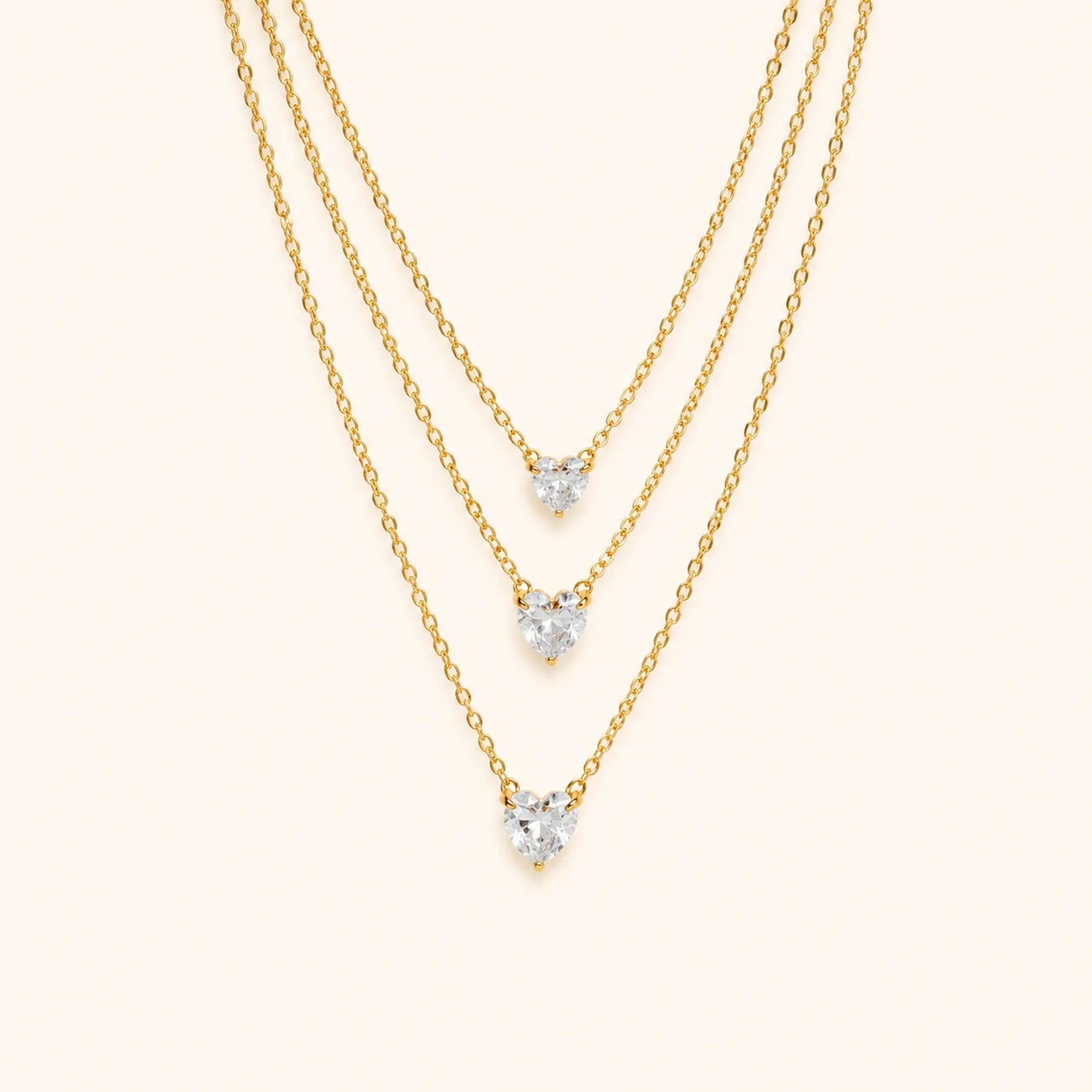 Triple Layered Heart Crystal Necklace