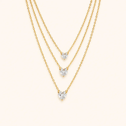 Triple Layered Heart Crystal Necklace