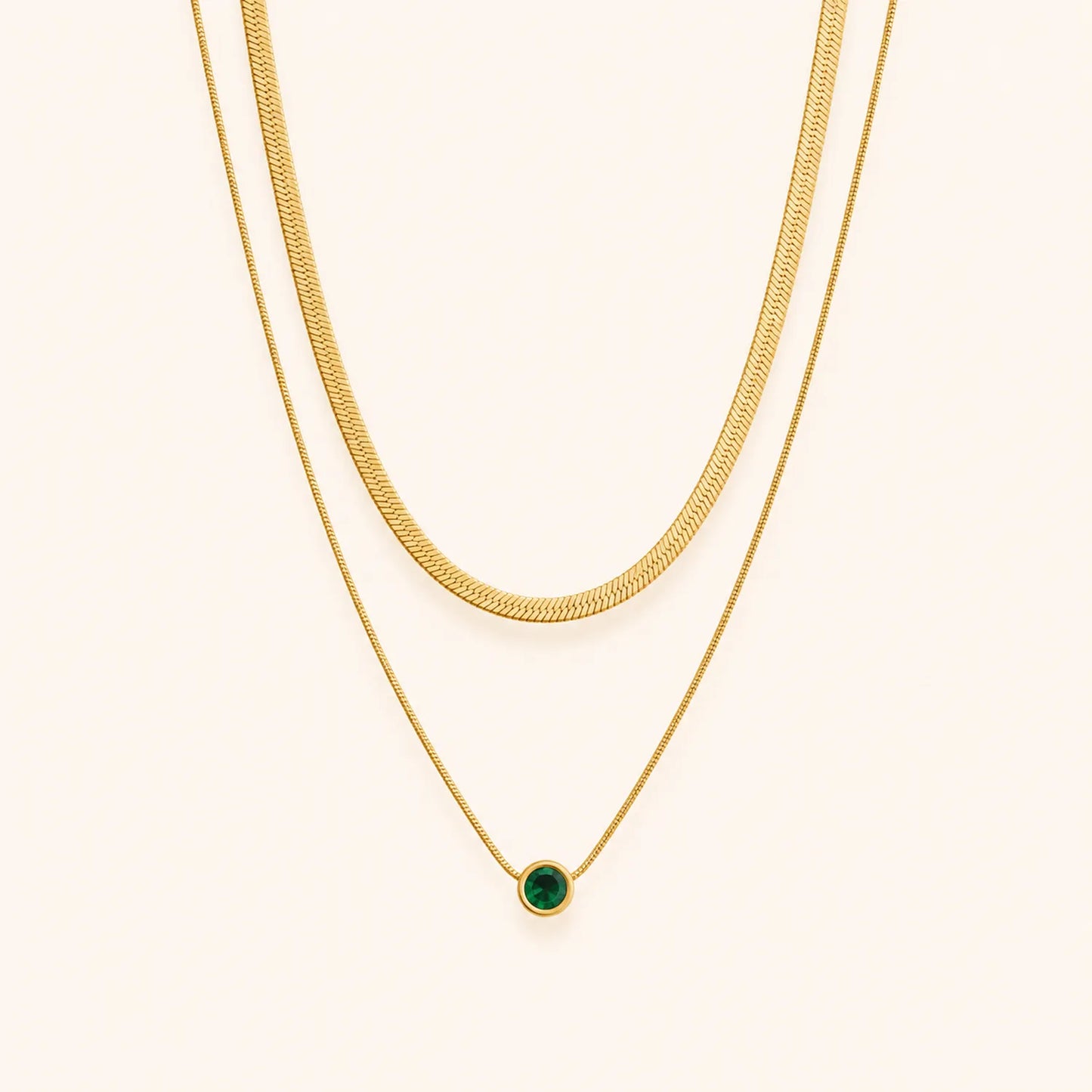 Emerald Baguette Layered Necklace
