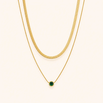 Emerald Baguette Layered Necklace