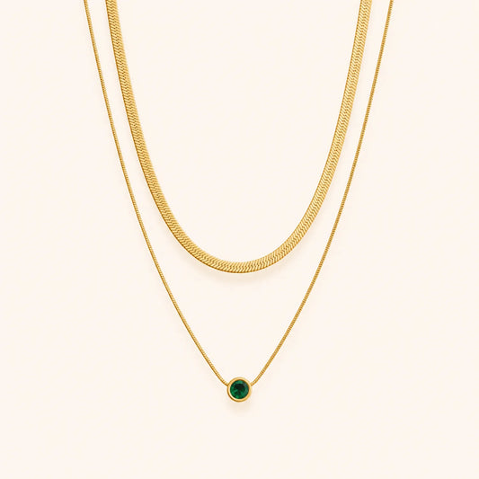 Emerald Baguette Layered Necklace