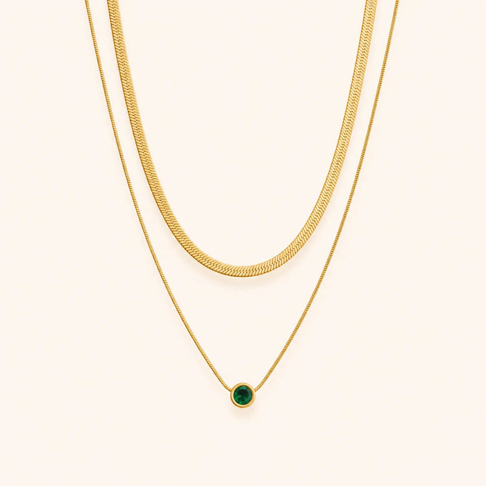 Emerald Baguette Layered Necklace