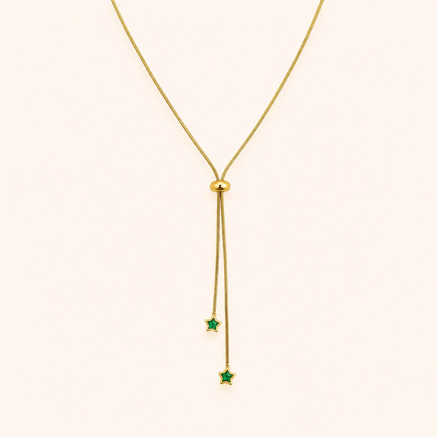 Emerald Star Drop Lariat Necklace