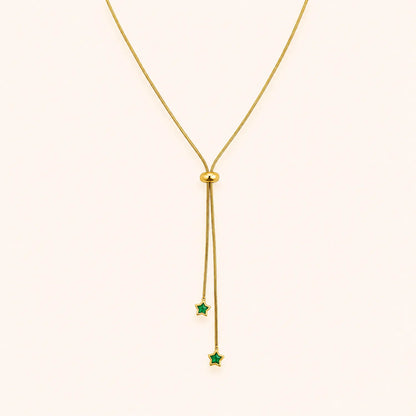 Emerald Star Drop Lariat Necklace