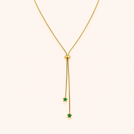 Emerald Star Drop Lariat Necklace