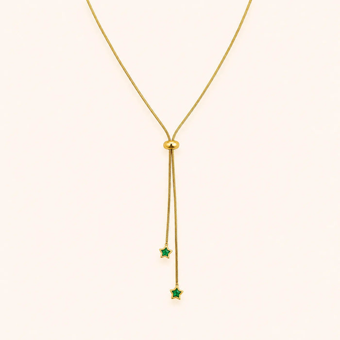 Emerald Star Drop Lariat Necklace