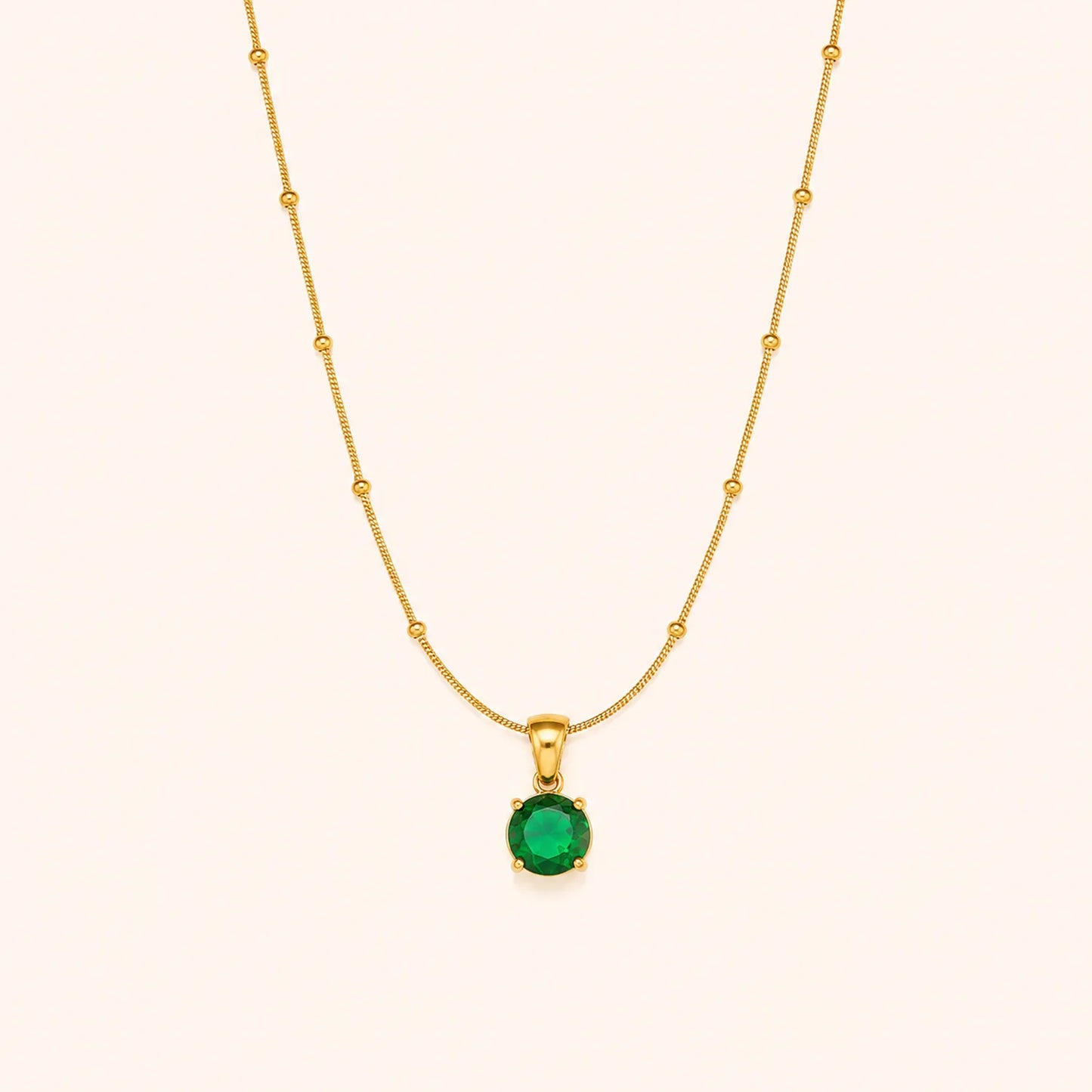 Emerald Solitaire Pendant Necklace
