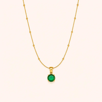 Emerald Solitaire Pendant Necklace
