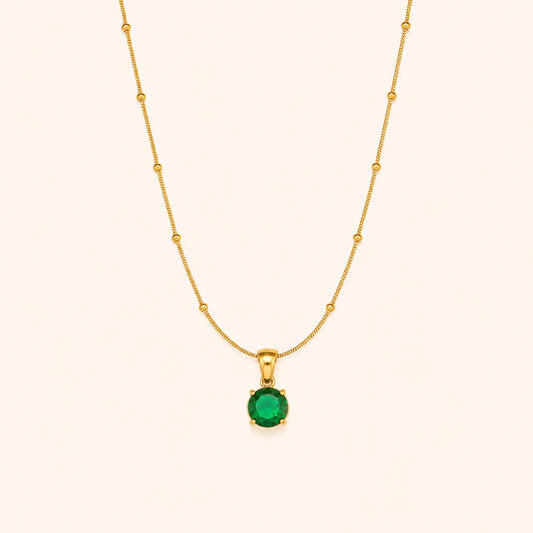 Emerald Solitaire Pendant Necklace