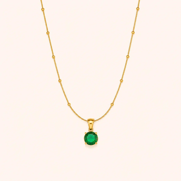 Emerald Solitaire Pendant Necklace