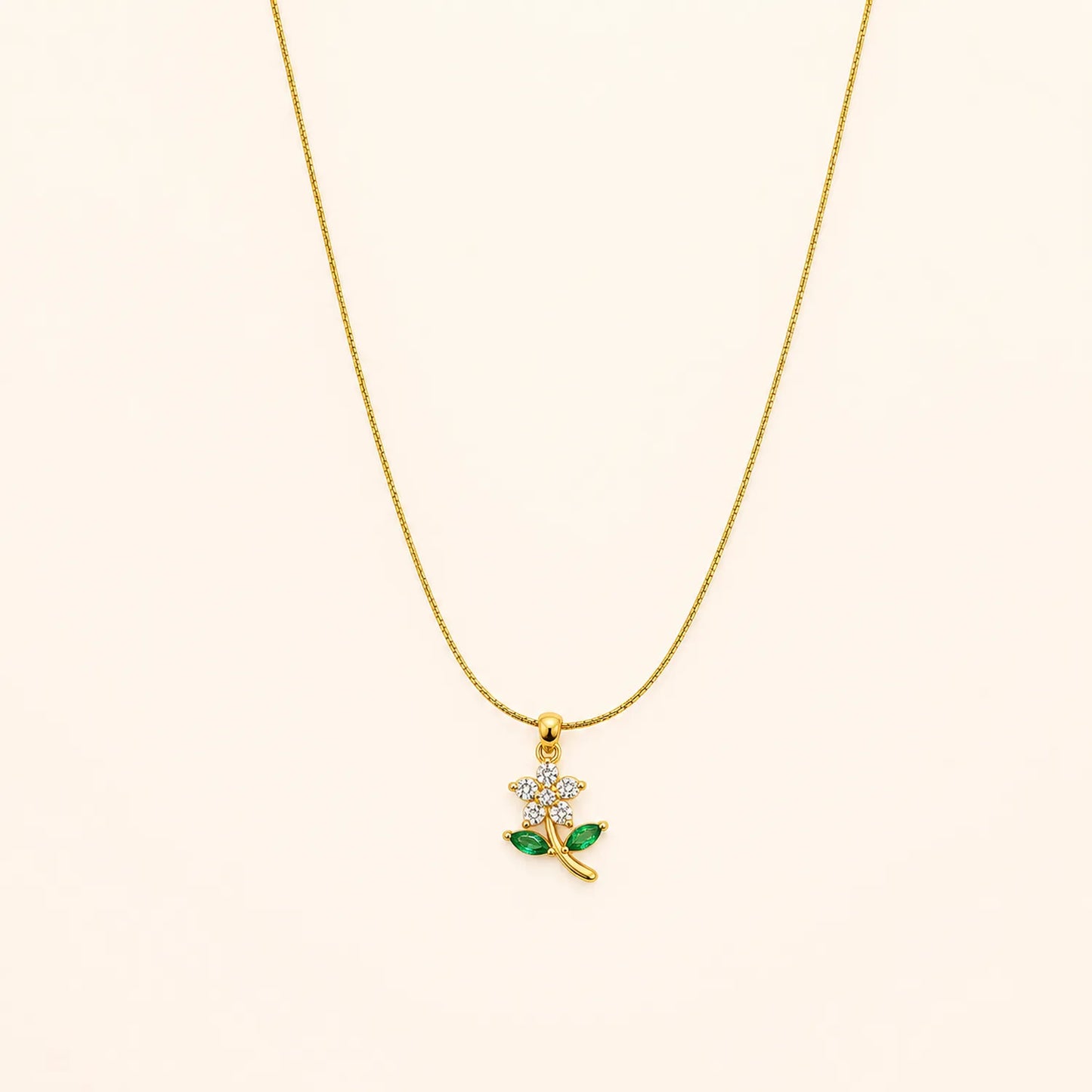 Emerald Blossom Pendant Necklace