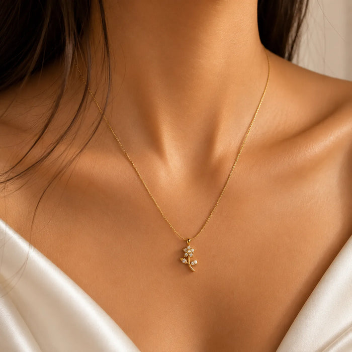 Diamond Blossom Pendant Necklace