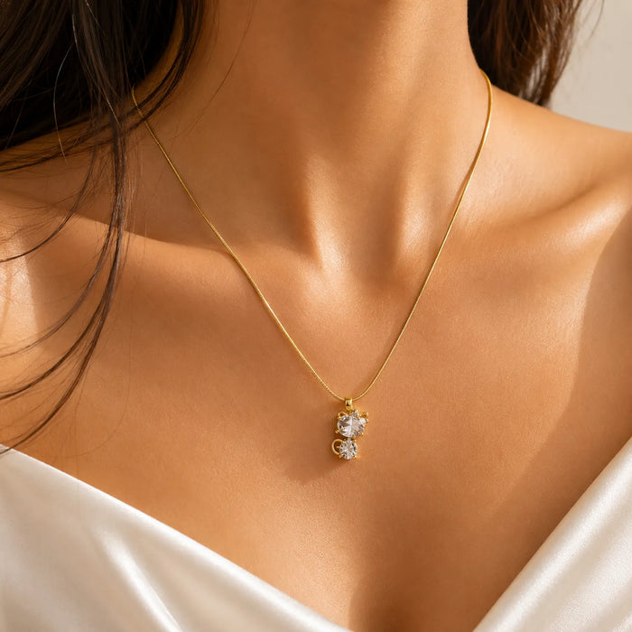 Diamond Kitty Necklace