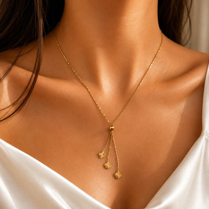 Clover Drop Lariat Necklace