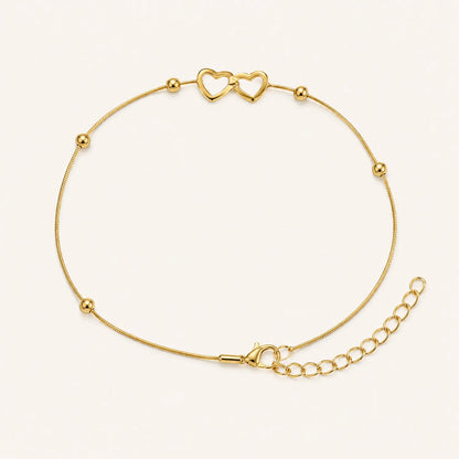 Heart Charm Gold Anklet- 18K White Gold Plated