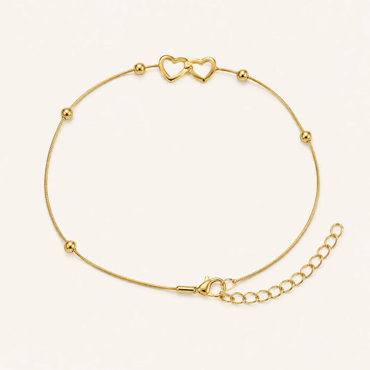 Heart Charm Gold Anklet- 18K White Gold Plated