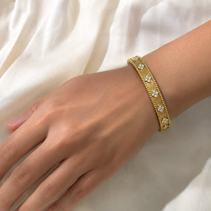 Flora Bloom Gold Bangle- 18K Gold Plated