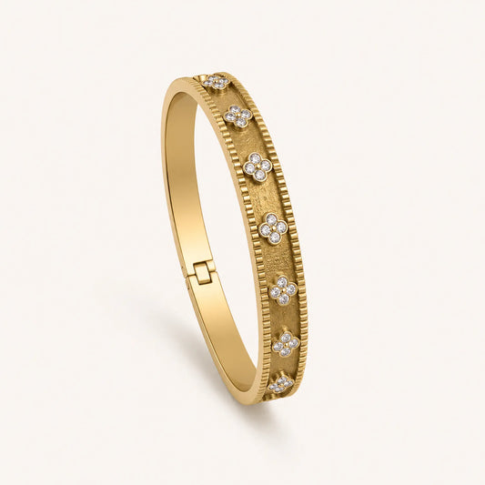 Flora Bloom Gold Bangle- 18K Gold Plated