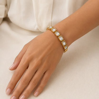 Regal Crystal Link Bracelet- 18K Gold Plated
