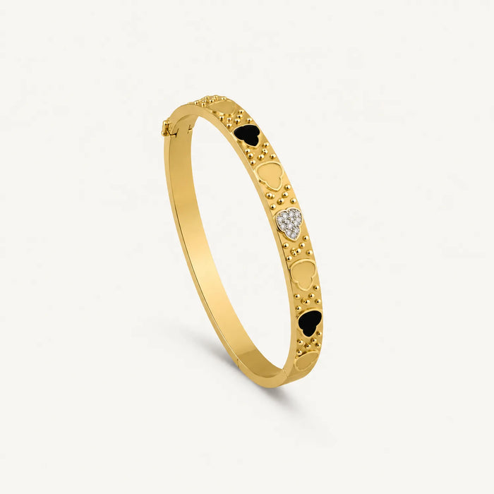 Celeste Heart Crystal Gold Bangle-18K Gold Plated