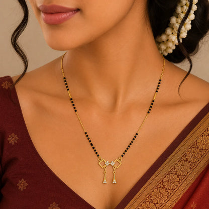 Elegant Bow Charm Mangalsutra-18K Gold Plated