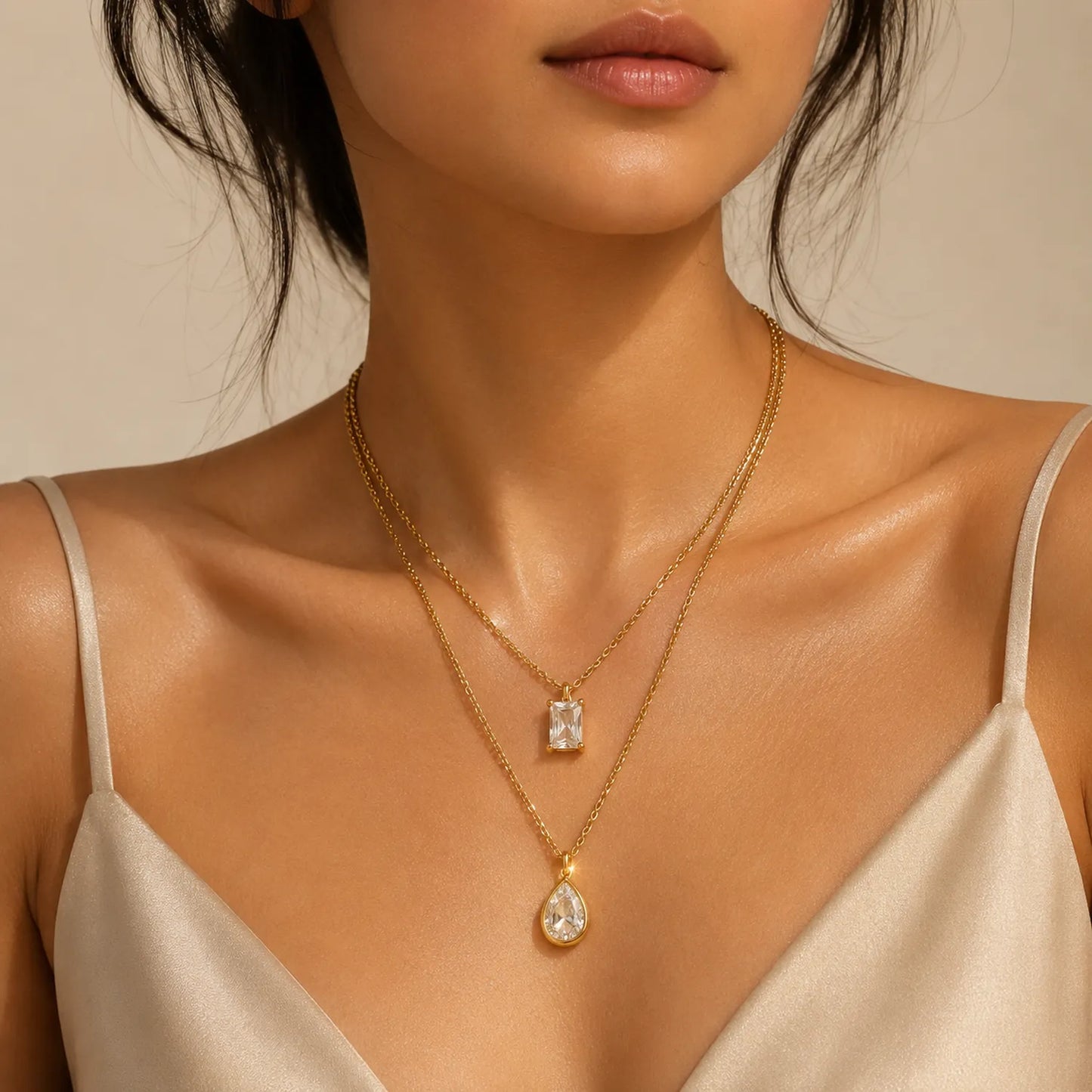 Double Layer Cubic Zirconia Necklace