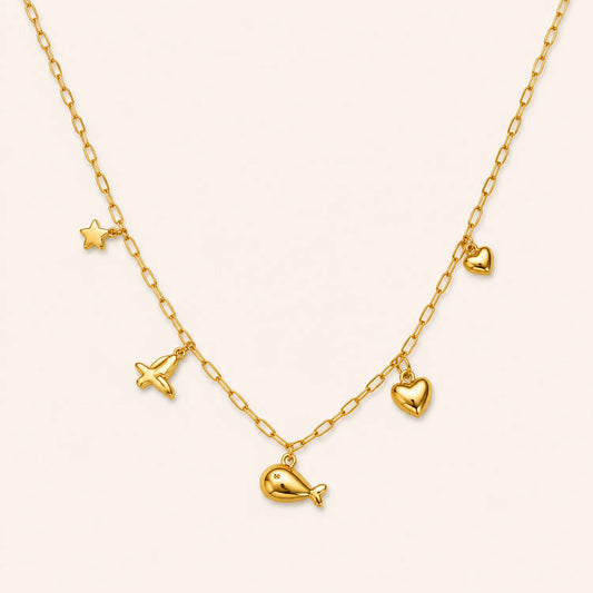 Gold Fish Charm Minimalist Necklace-18K Gold Plated