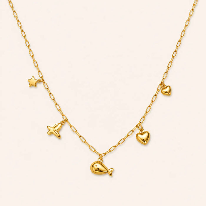 Gold Fish Charm Minimalist Necklace-18K Gold Plated