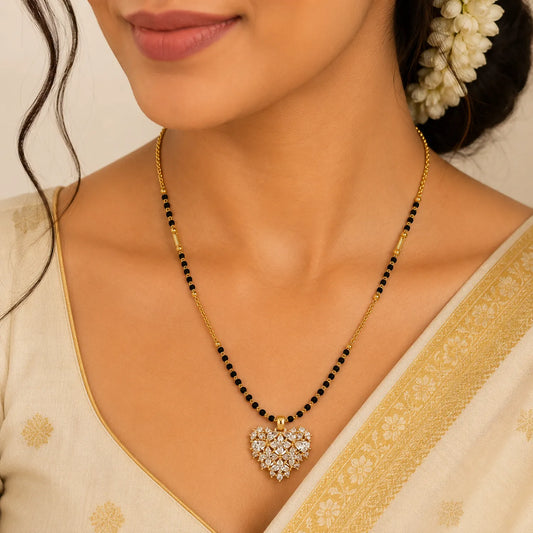 Romantic Heart Blossom Mangalsutra-18K Gold Plated