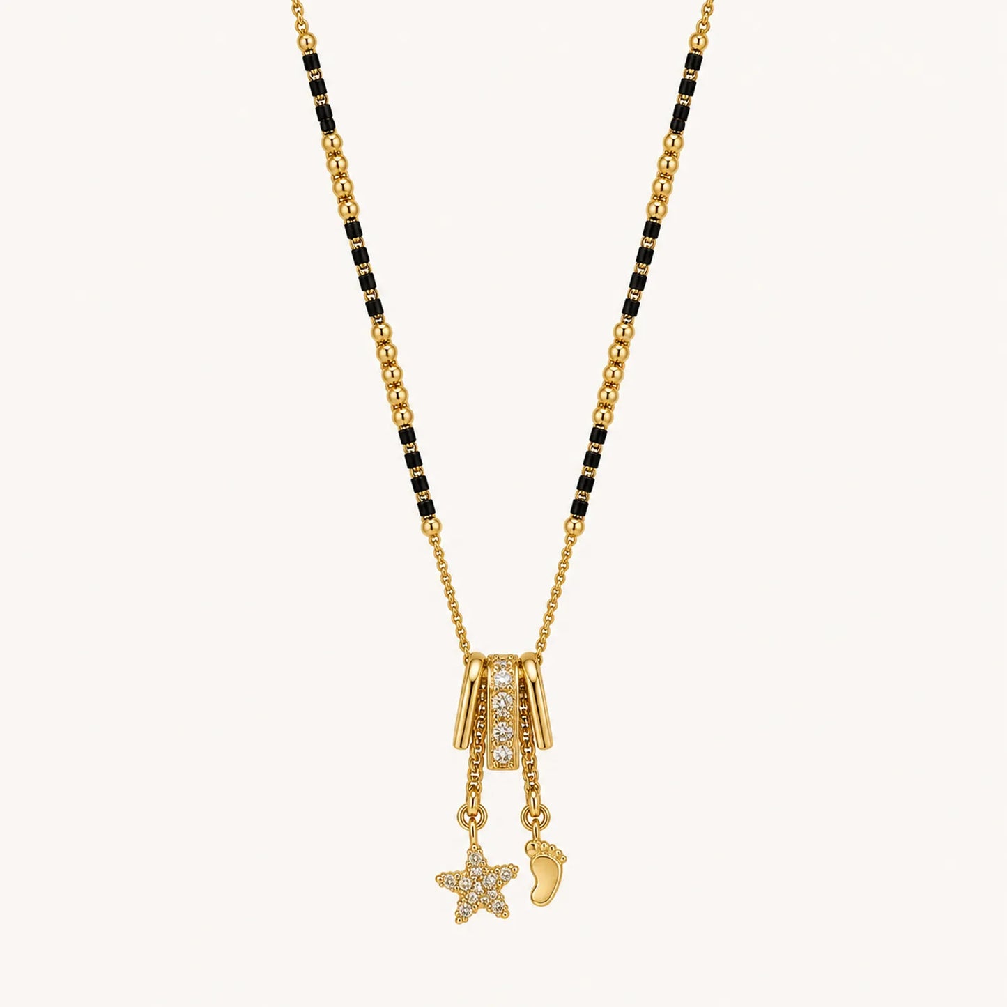 Star Baby foot Charm Drop Mangalsutra-18K Gold Plated