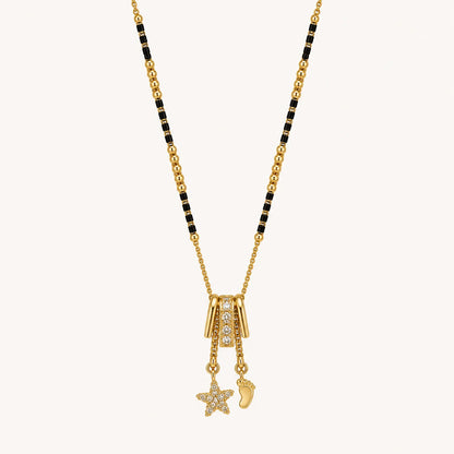 Star Baby foot Charm Drop Mangalsutra-18K Gold Plated